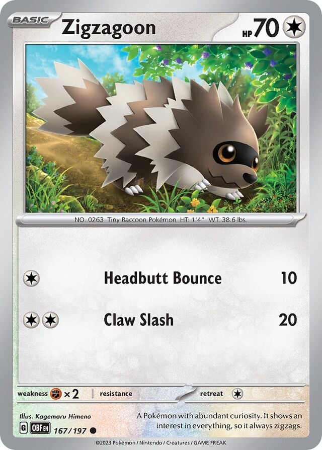 Zigzagoon 167/197 Reverse Holofoil/Common