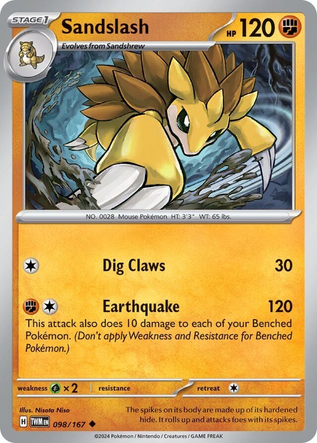 Sandslash 098/167 Reverse Holofoil/Uncommon