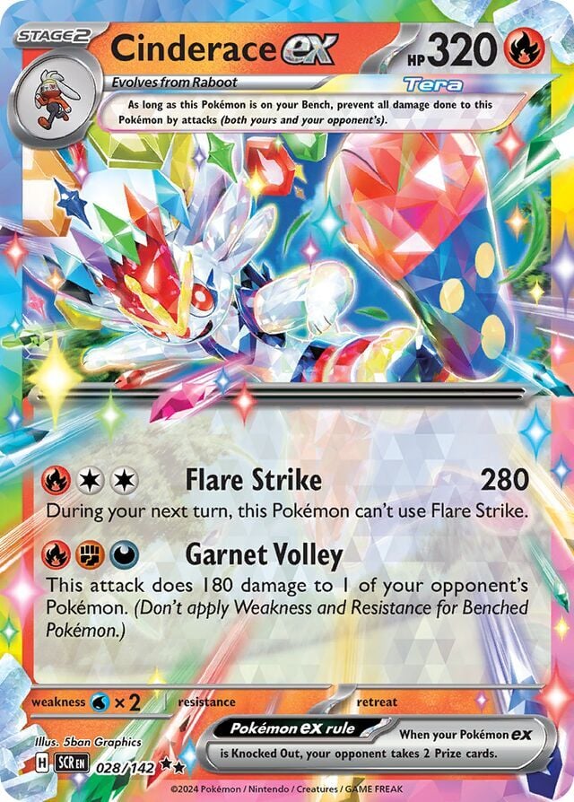 Cinderace ex 028/142 Holofoil/Double Rare