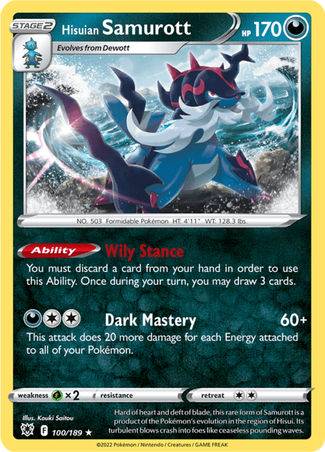 Hisuian Samurott 100/189 Holofoil/Rare