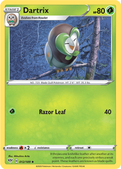 Dartrix 012/189 Reverse Holofoil/Uncommon