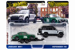 Hot Wheels Premium Car Culture Team Transport Land Rover Defender 110 & Jaguar MK1