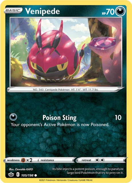 Venipede 105/198 Reverse Holofoil/Common