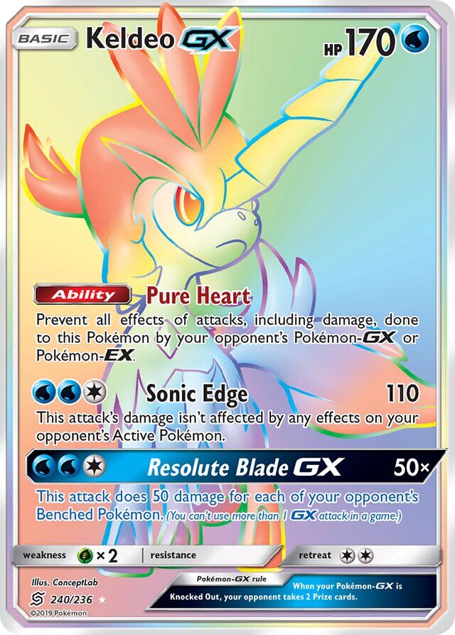 Keldeo GX 240/236 Rare Rainbow-Full Art
