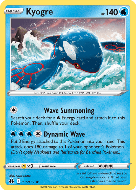 Kyogre 036/159 Holofoil/Rare
