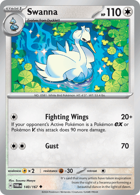 Swanna 140/167 Reverse Holofoil/Uncommon