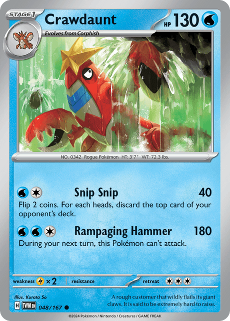 Crawdaunt 048/167 Reverse Holofoil/Common