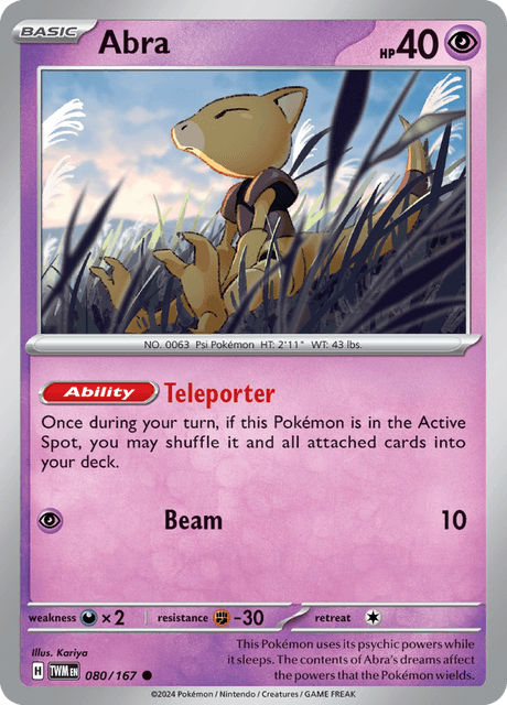 Abra 080/167 Reverse Holofoil/Common
