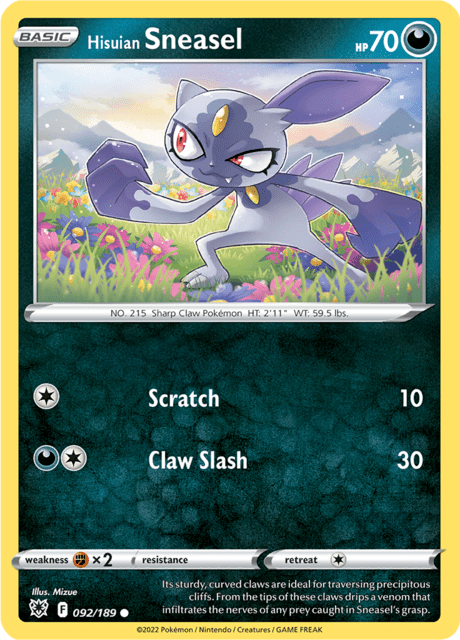 Hisuian Sneasel 092/189 Reverse Holofoil/Common