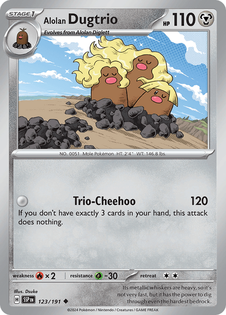 Alolan Dugtrio 123/191 Reverse Holofoil/Uncommon