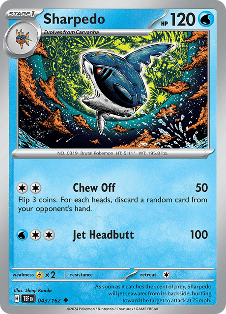 Sharpedo 043/162 Reverse Holofoil/Uncommon