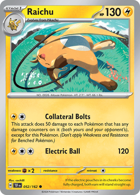 Raichu 052/162 Reverse Holofoil/Common
